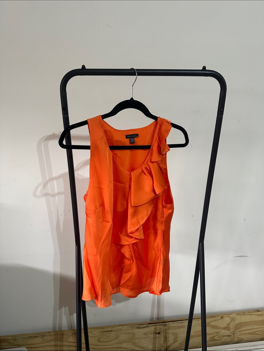 Tahari Orange Ruffle-Front Camisole